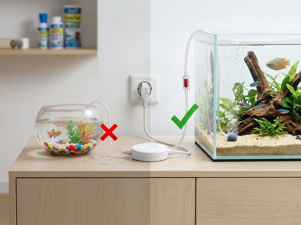 Elak Silap Pam Udara Akuarium di Malaysia — supporting aquarium detail