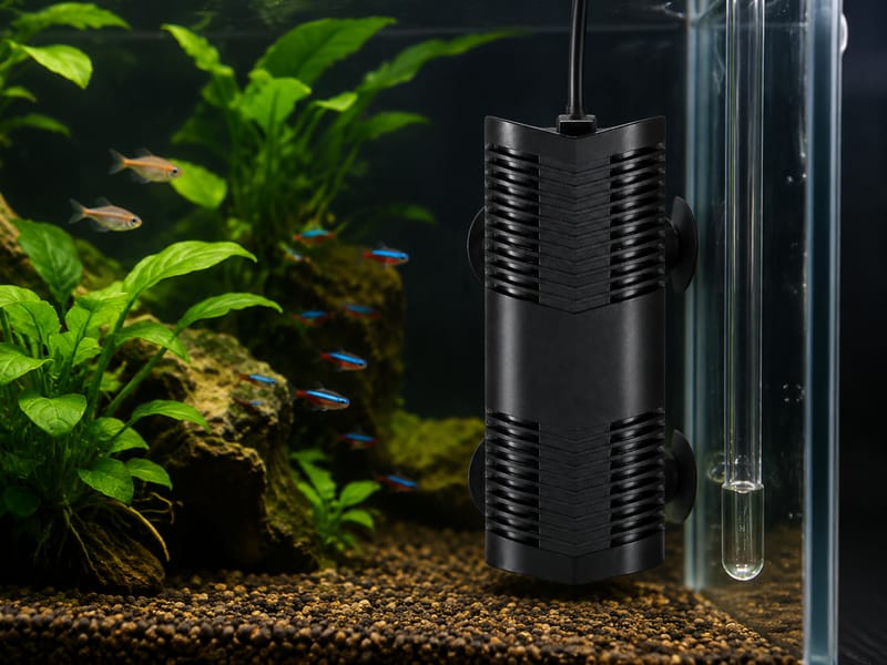Panduan Borong Pemanas Akuarium Digital Kompak — supporting aquarium detail