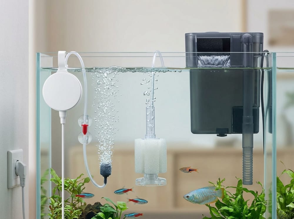 Cara Pam Udara Akuarium Mini Berfungsi di Malaysia — supporting aquarium detail