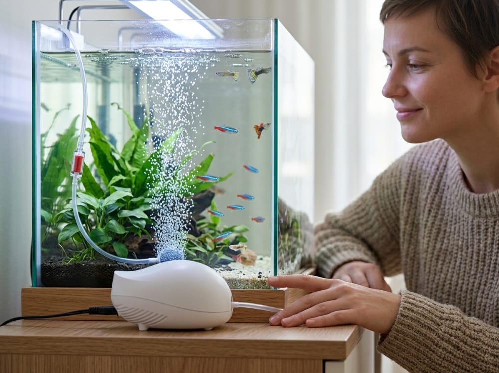 Cara Pilih Pam Udara Mini Terbaik di Malaysia — supporting aquarium detail