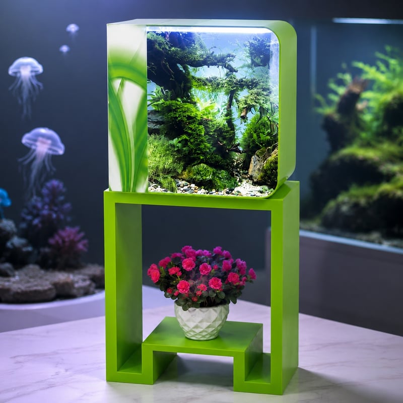 Imej prestasi model WK010 Tangki Ikan Akuarium Akrilik Serba Lengkap WK010 dengan LED RGB untuk pengedar tangki akuarium dan pasukan sumber bekalan