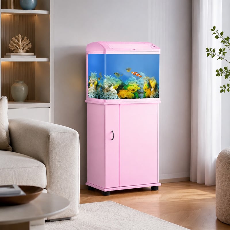 Tangki Ikan Kaca Hadapan Melengkung WK047 dengan Kabinet dan Lampu LED, imej fungsi model WK047 untuk pengedar tangki akuarium dan pasukan sumber