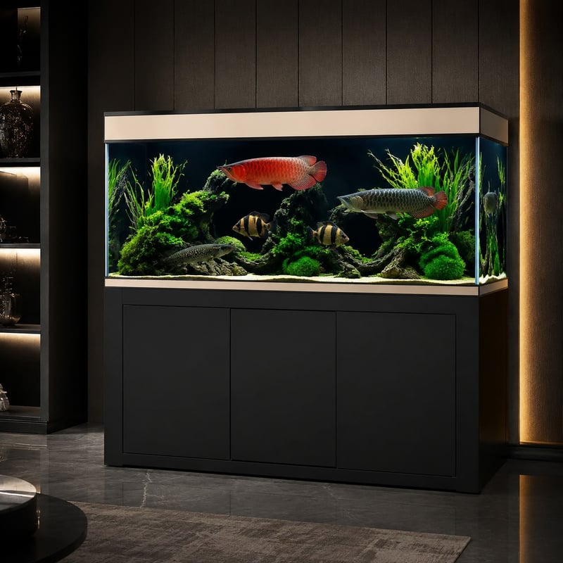 Imej terperinci 3 Tangki Akuarium Arowana Mewah WK065 model WK065 untuk pemborong tangki akuarium dan pembeli OEM