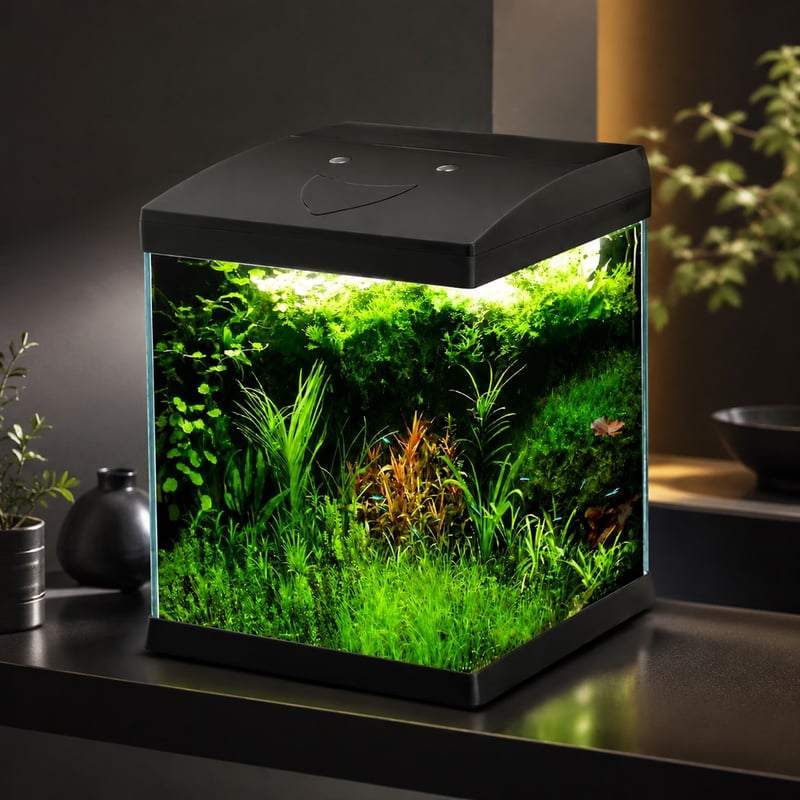 Imej fungsi Tangki Akuarium Kaca Tanpa Bingkai Mini WK072 dengan Lampu LED model WK072 untuk pengedar tangki akuarium dan pasukan sumber