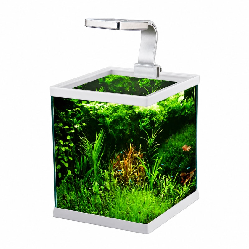 WK076 Tangki Akuarium Mini Terbuka Tanpa Bingkai dengan Lampu LED untuk pemborongan, OEM dan bekalan pengedar tangki akuarium