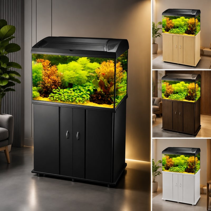 Imej terperinci 4 Tangki Ikan Akuarium Kaca Segi Empat model WK078 untuk pembeli borong dan OEM tangki akuarium