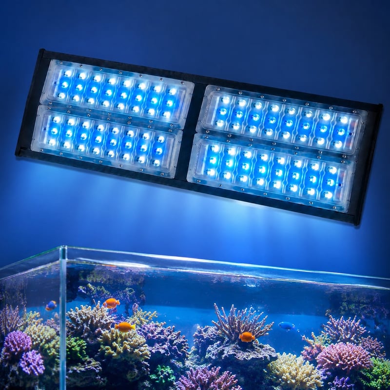 Imej perincian 4 Lampu LED Akuarium Kalis Air Berkuasa Tinggi model WK084 untuk pembeli borong dan OEM peralatan akuarium
