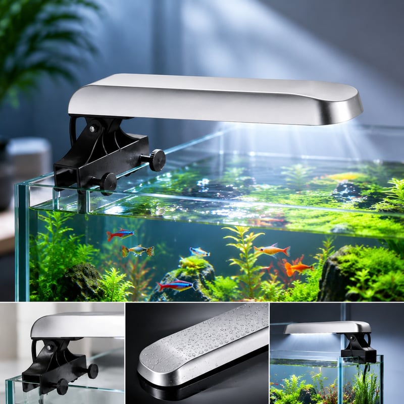 Imej perincian 4 Lampu Akuarium Klip Kalis Air model WK086 untuk pembeli borong dan OEM peralatan akuarium
