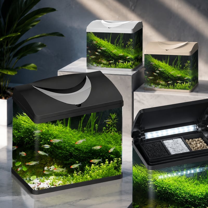 Imej terperinci 2 Tangki Ikan Akuarium Kaca WK095 model WK095 untuk pembeli borong dan OEM tangki akuarium