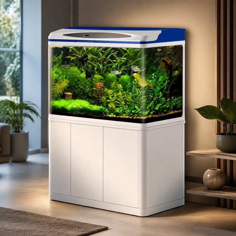 Tangki Ikan Akuarium Kaca WK097 dengan Lampu LED model WK097 imej prestasi untuk pengedar tangki akuarium dan pasukan sumber