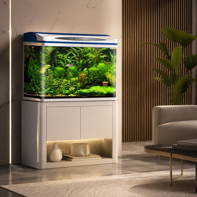 Tangki Ikan Akuarium Kaca WK097 dengan Lampu LED model WK097 imej kelebihan untuk pengedar tangki akuarium dan pasukan sumber