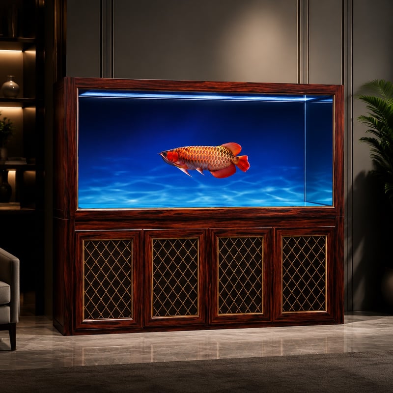 Imej terperinci 2 WK106 Wood Grain Arowana Aquarium Tank model WK106 untuk pembeli borong dan OEM Aquarium tanks