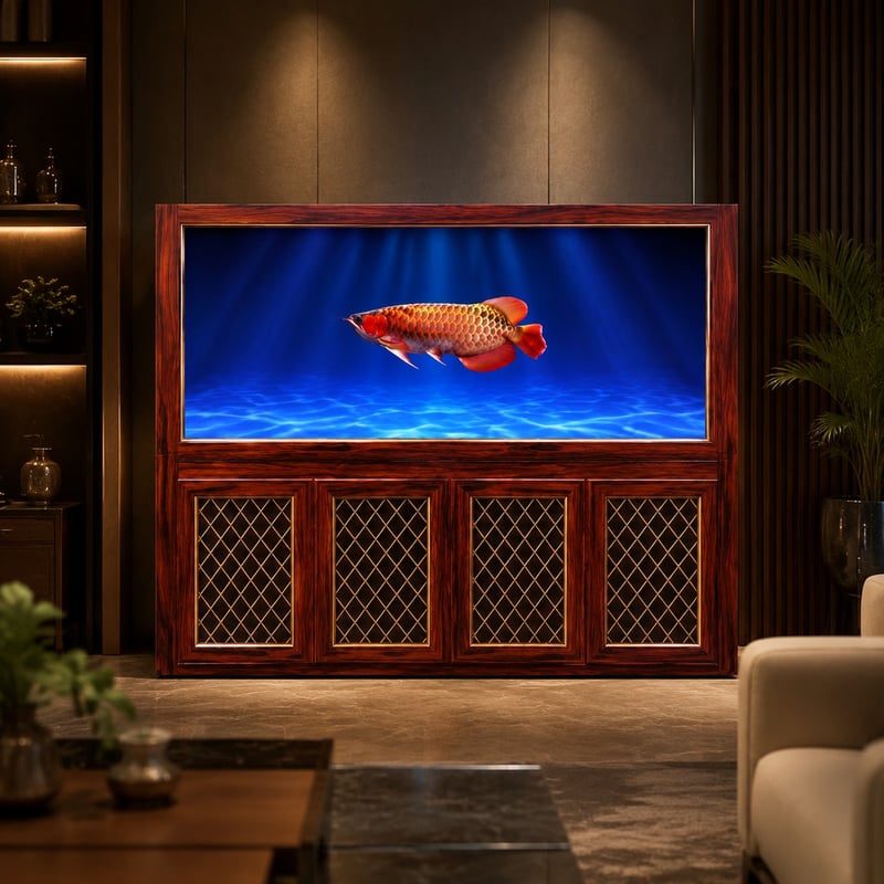 Imej terperinci 4 WK106 Wood Grain Arowana Aquarium Tank model WK106 untuk pembeli borong dan OEM Aquarium tanks