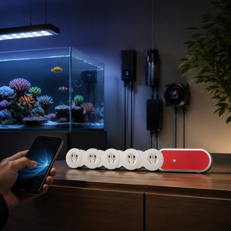 Imej terperinci 2 Jalur Kuasa Akuarium Pintar WiFi 5 Saluran model WK125 untuk pembeli borong peralatan akuarium dan OEM