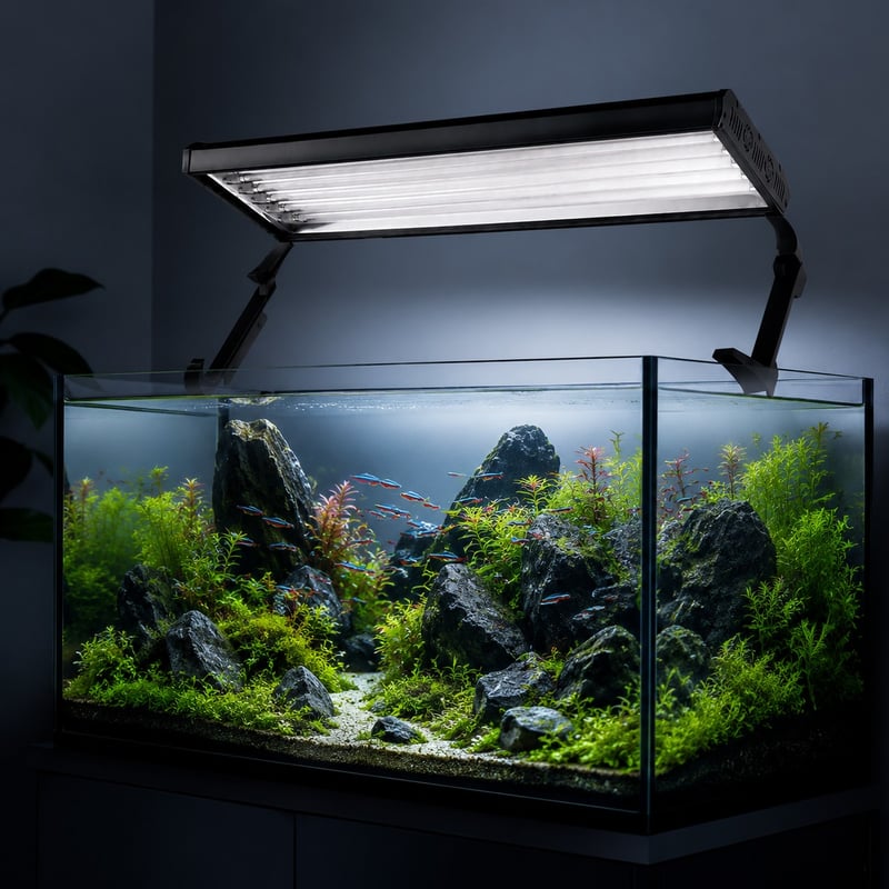 Imej terperinci 3 model WK135 6-Lamp T5 HO Aquarium Light Fixture untuk pembeli borong peralatan akuarium dan OEM